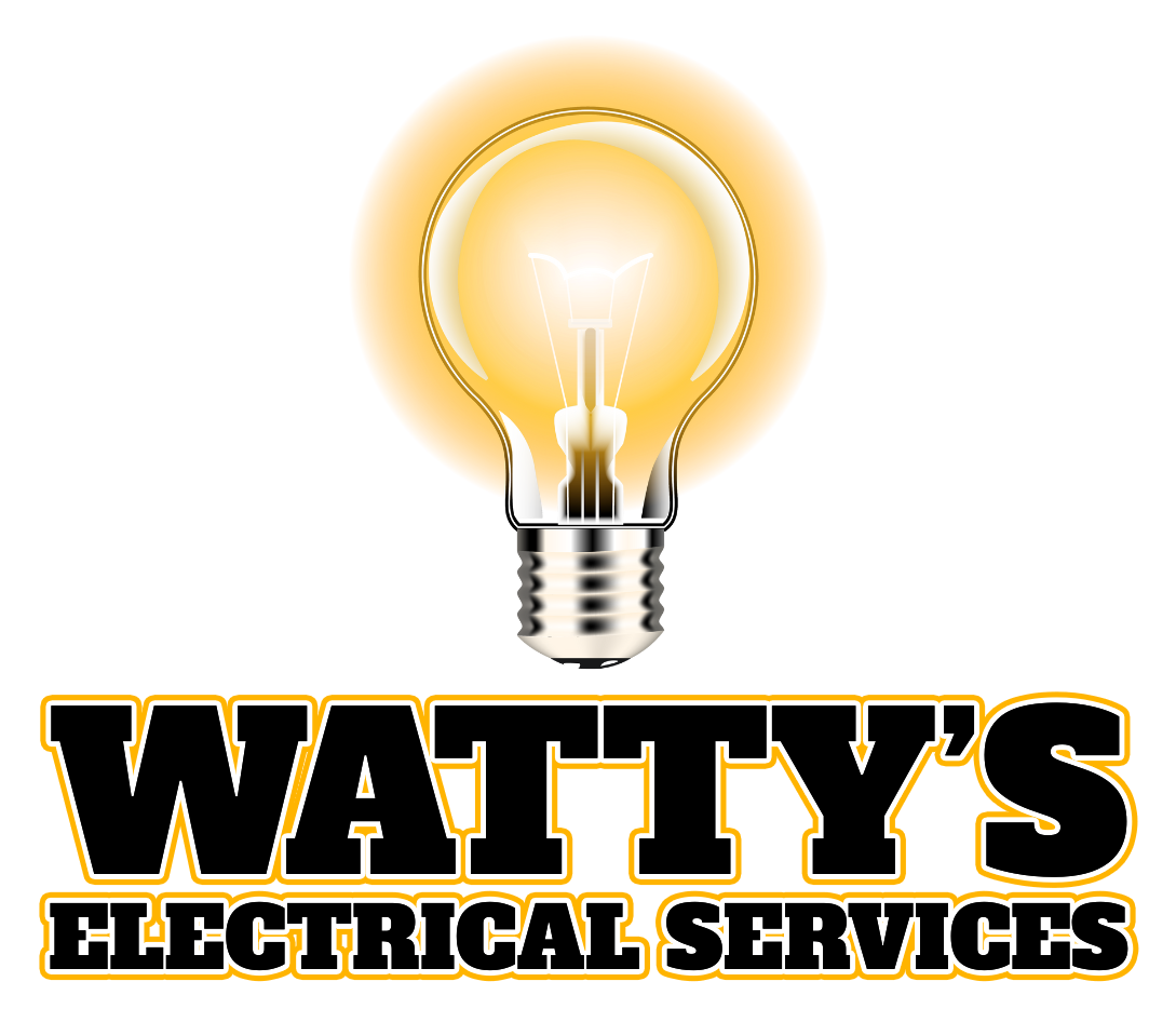 A logo for watty 's electrical services with a light bulb
