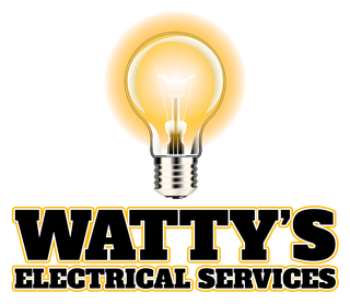 A logo for watty 's electrical services with a light bulb