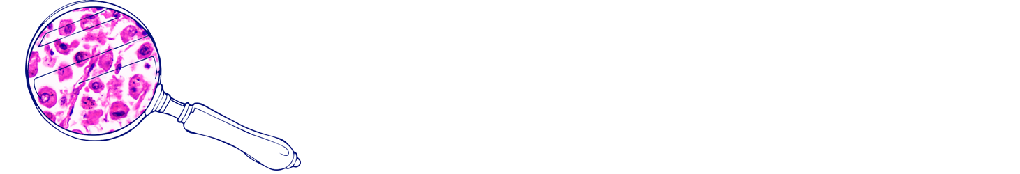 Lupa sobre celdas rosas, junto al texto “BICHAT LAB”.