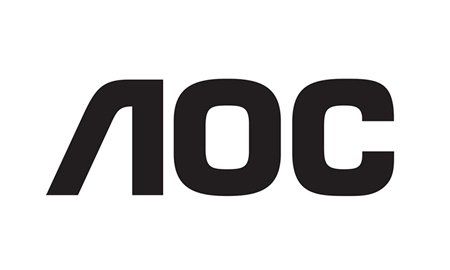 The aoc logo is black and white on a white background.