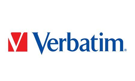 The verbatim logo is blue and red on a white background.