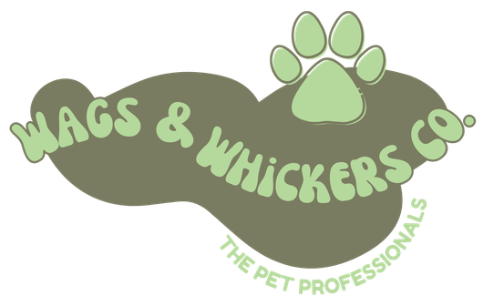 A logo for wags & whickers co. the pet professionals