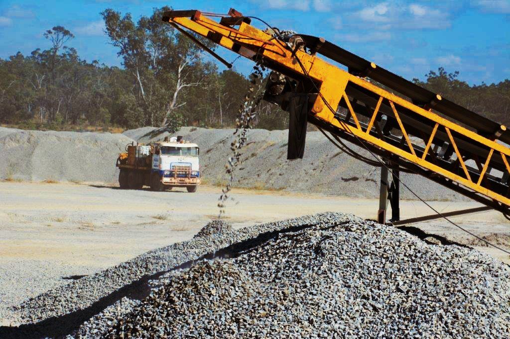 Gravel Being Moved On Machine — Quarry Products In Moranbah, QLD