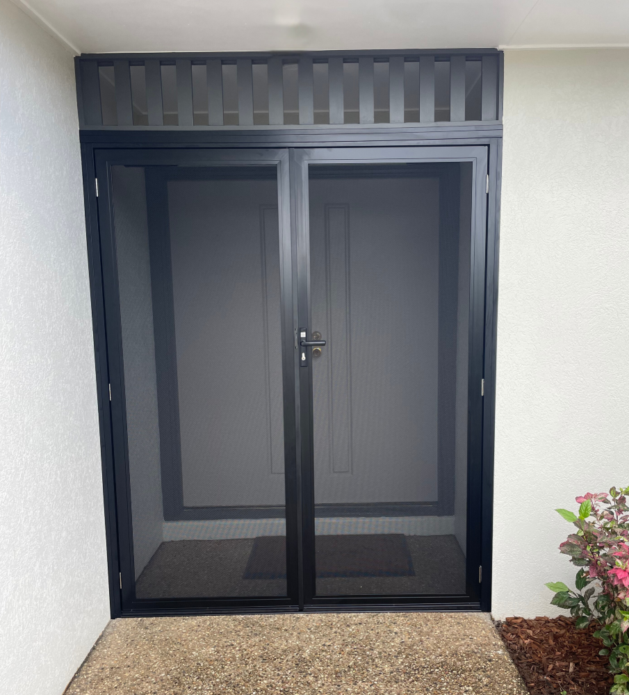 A Black Screen Door With a Railing on Top of It — A1 Security Screens Cairns In Manunda, QLD