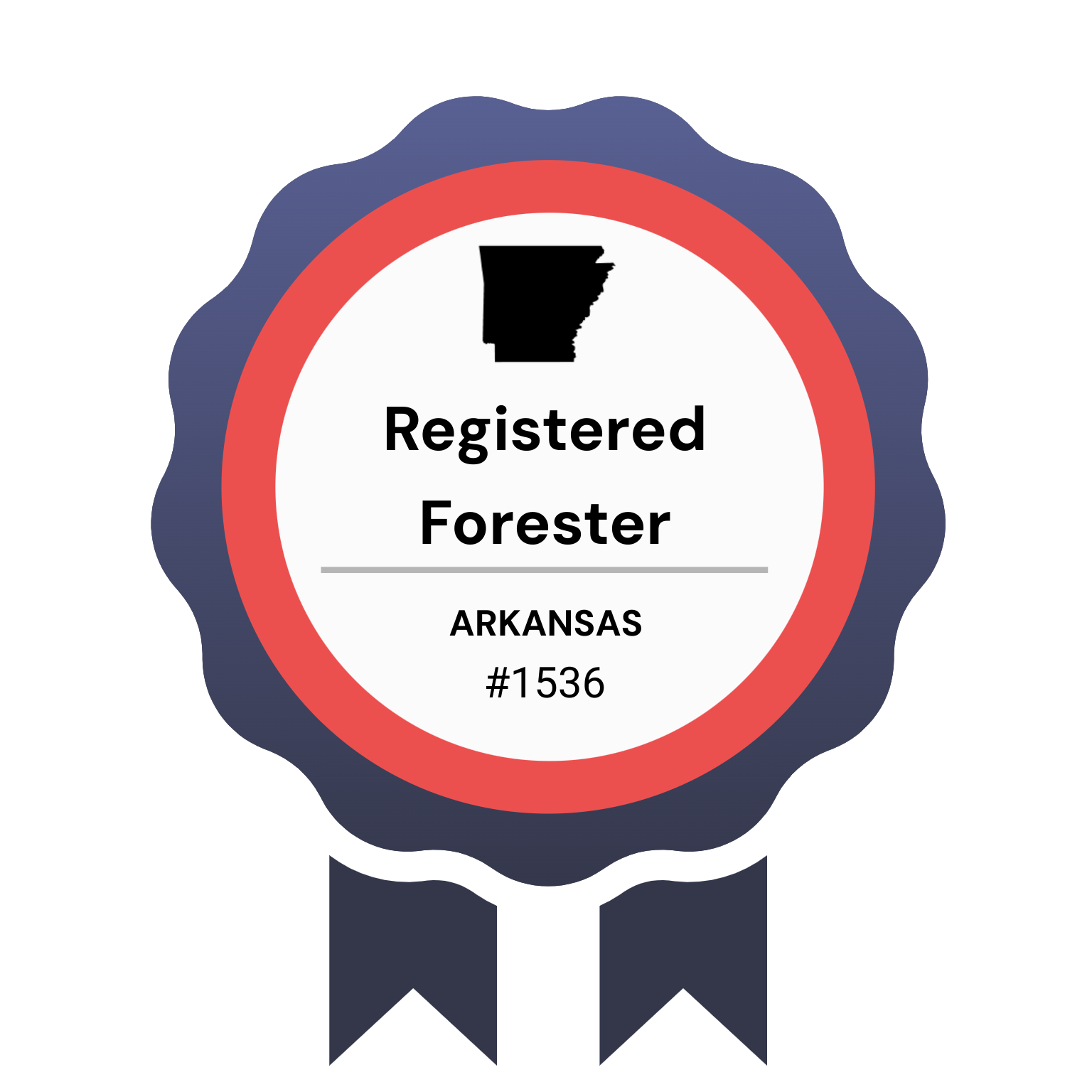 A badge that says registered forester arkansas