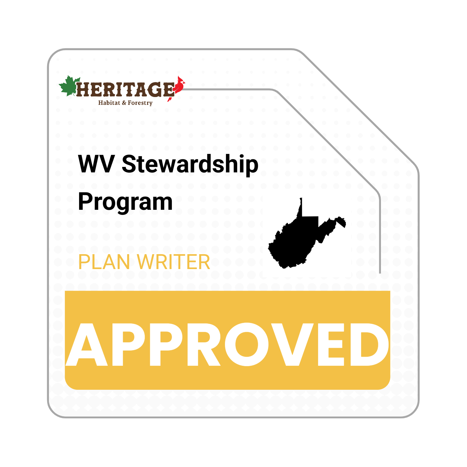 A sticker that says wv stewardship program plan writer approved