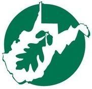 A map of west virginia with leaves on it in a green circle.
