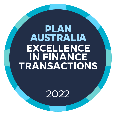 Plan Australia Award for Excellence in Finance Transacations 2022