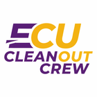 ECU Cleanout Crew logo in purple and gold text on a white background