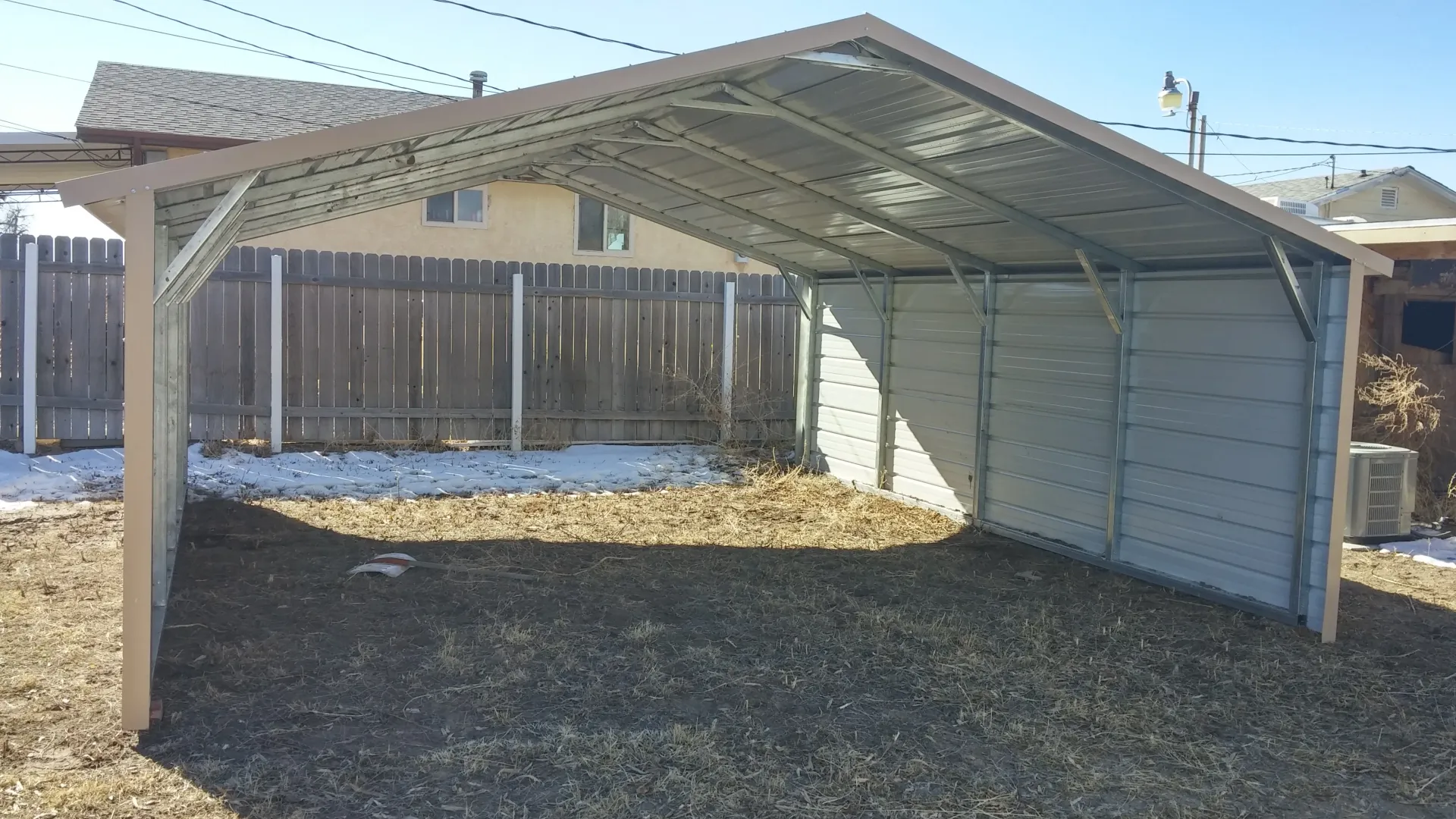 Solar panel metal carport structure capturing sunlight, showcasing sustainable modern carport design