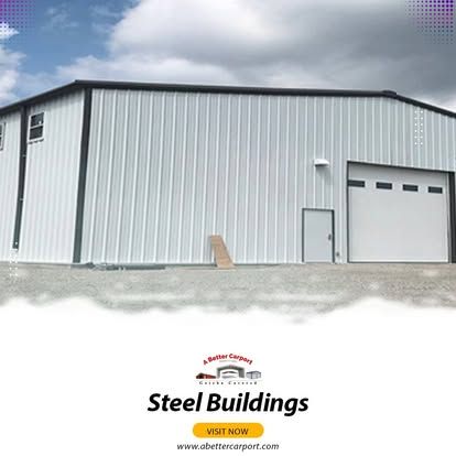 An ad for steel buildings shows a large white building