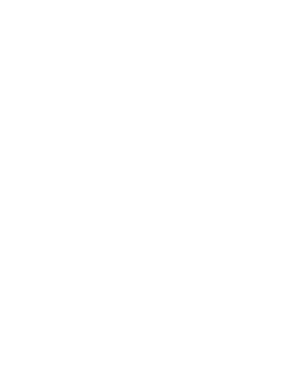 Outline of a wolf howling at a crescent moon.