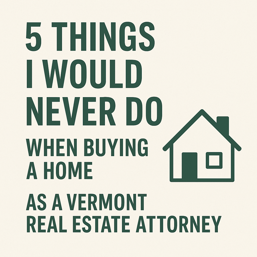 5 things I would never do when buying a home as a Vermont Real Estate Attorney
