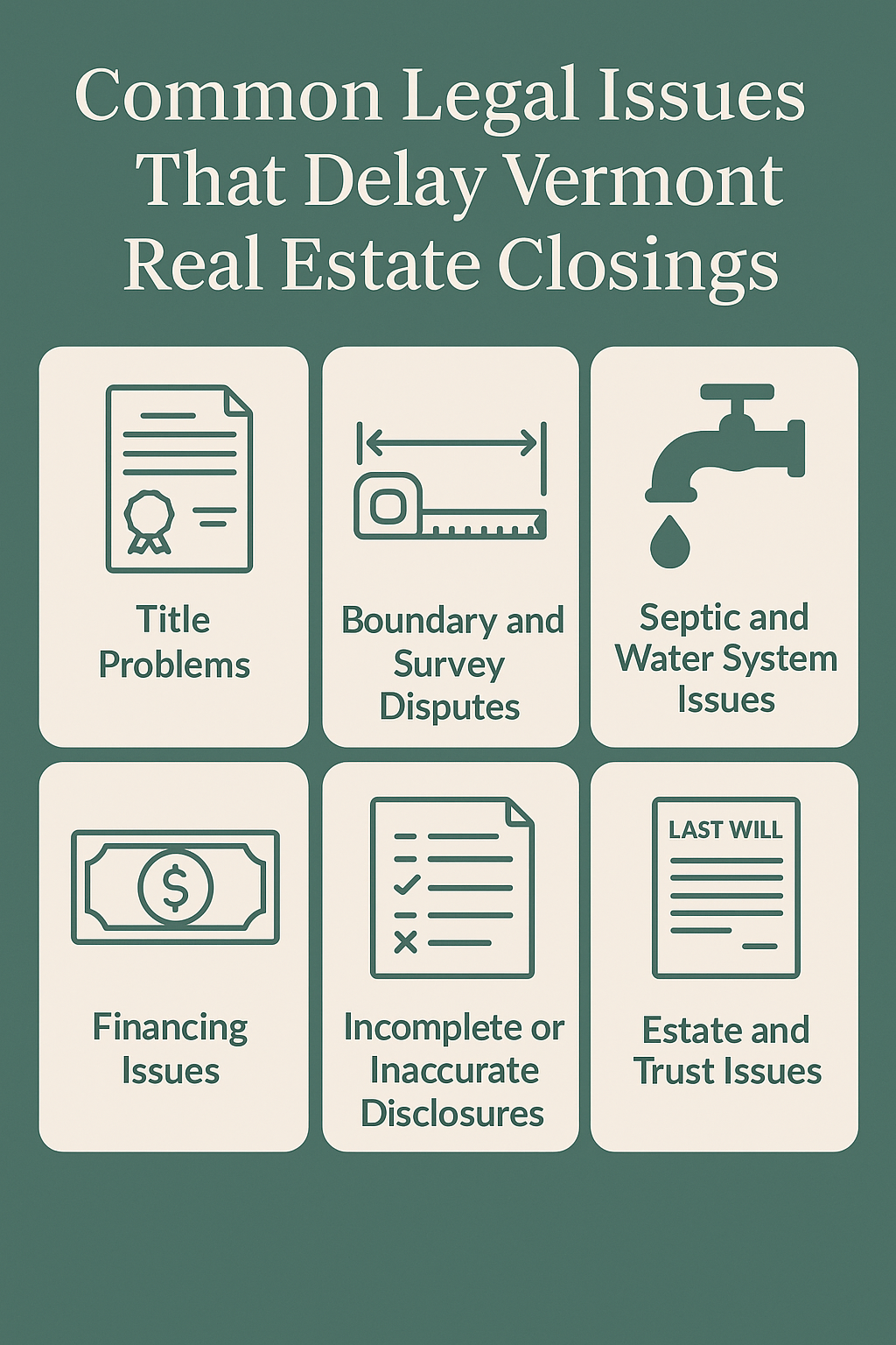 Common Legal Issues That Delay Vermont Real Estate Closings