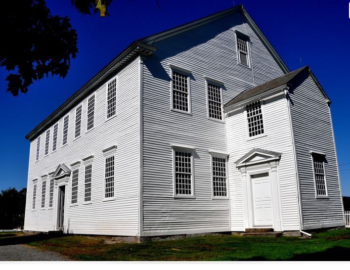A large white house located in Rockingham, Vermont