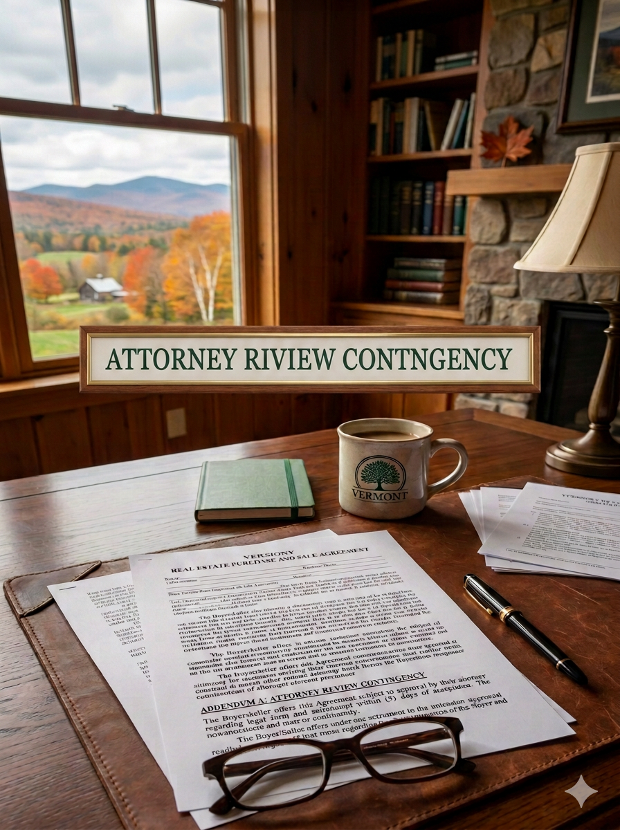 Vermont real estate purchase and sale contract attorney review contingency