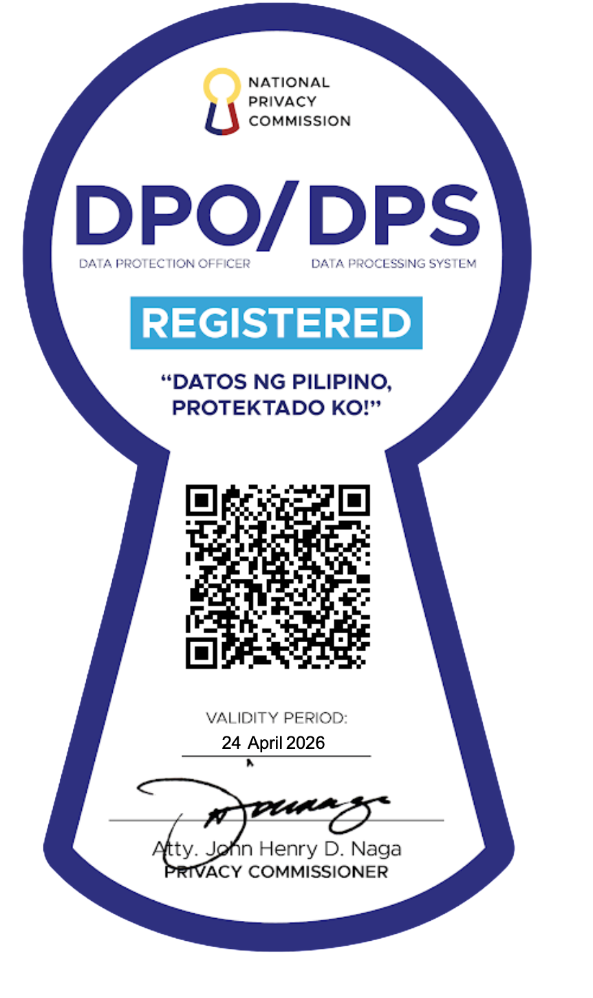 A sticker that says dpo / dps registered on it