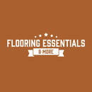 Logo for "Flooring Essentials & More" in white text on a brown background, with stars and a banner.