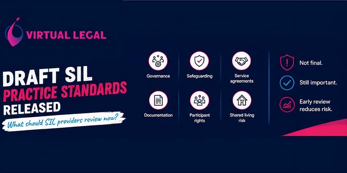 Virtual Legal EDM banner announcing the release of draft SIL Practice Standards, highlighting six ke