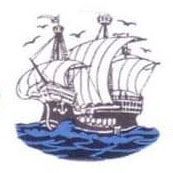 Eine Schwarzweißzeichnung eines Piratenschiffs im Ozean.