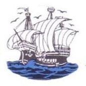 Eine Schwarzweißzeichnung eines Piratenschiffs im Ozean.