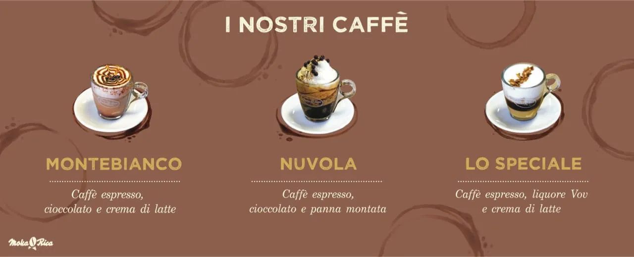 caffè speciali con panna montata e liquori
