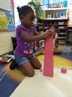 Kids Playing Pink Tower — Preschool & Daycare in Virginia Beach, VA