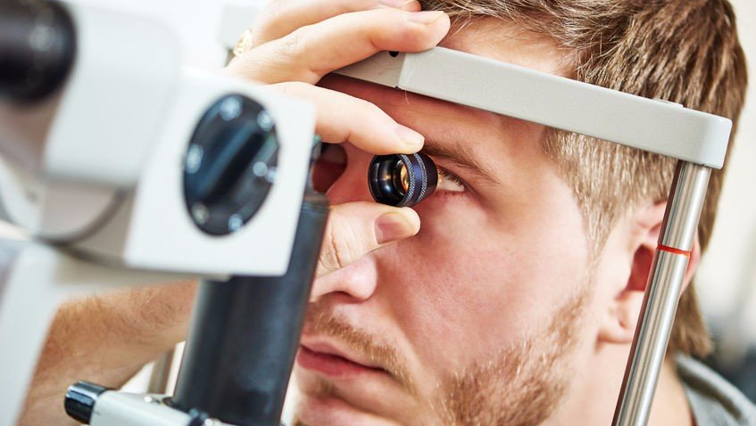 Man getting eye exam