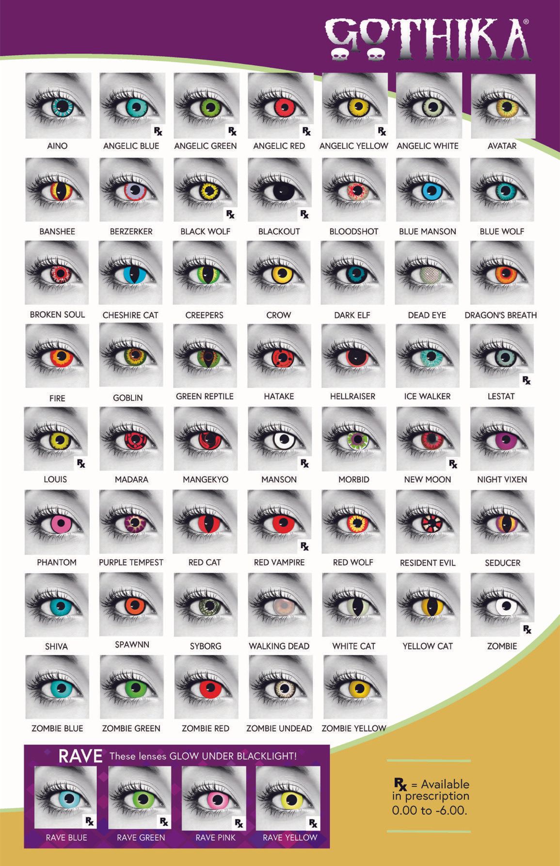 Gothika theatrical contact lens catalog