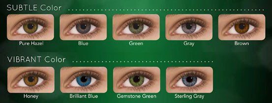 examples of colors available in cosmetic lenses