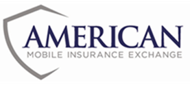 Logo for American Mobile Insurance Exchange in dark blue with a gray shield.