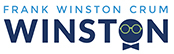 Logo for Frank Winston Crum, the name above a cartoon head with glasses and a bow tie.