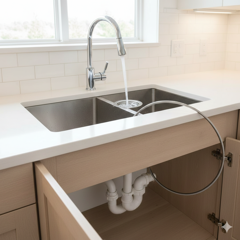 White air conditioner unit mounted on a white ceiling above vertical blinds.