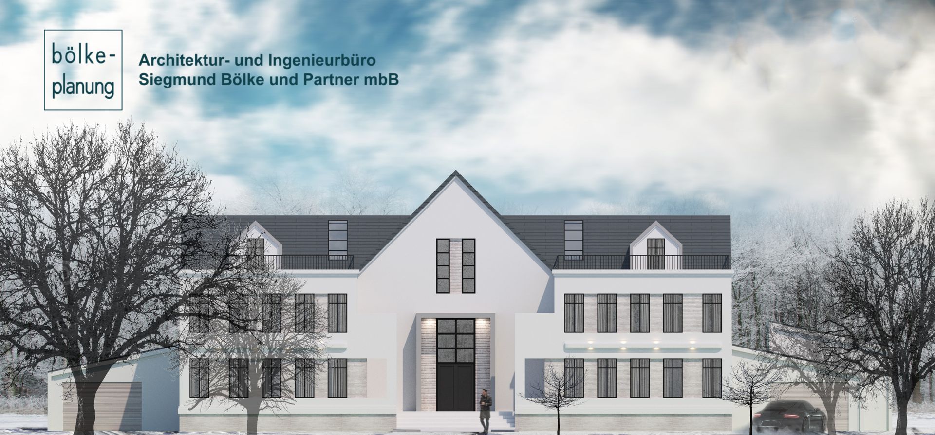 An artist 's impression of a large white building