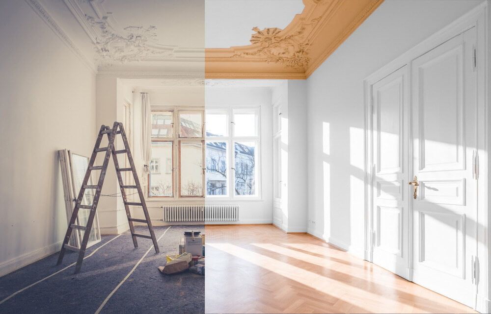 A Before And After Picture Of A Room Being Painted — Renovo Contractors In Monash, ACT