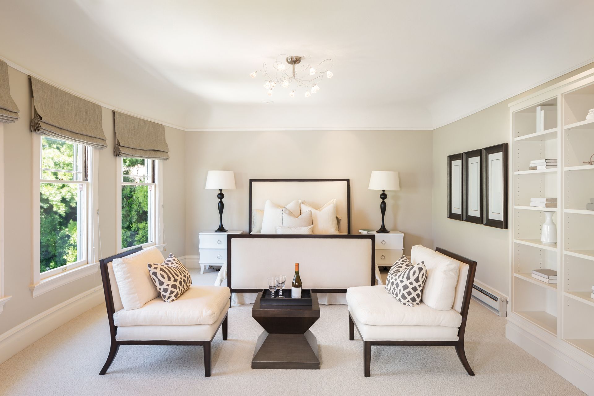 Beautiful bedroom in a staged home 