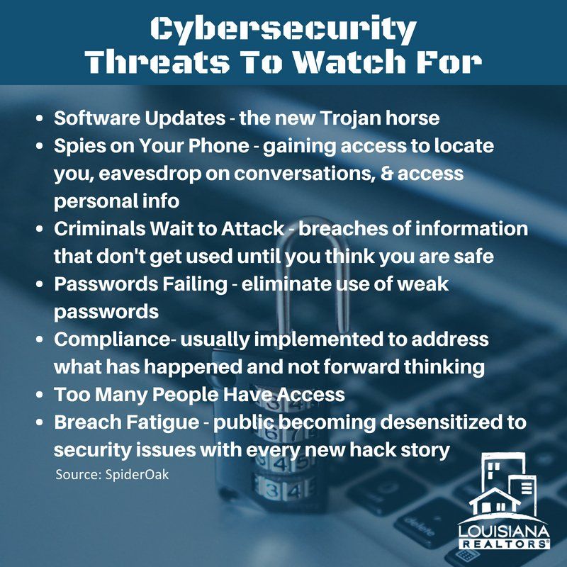 Cybersecurity threats to watch for