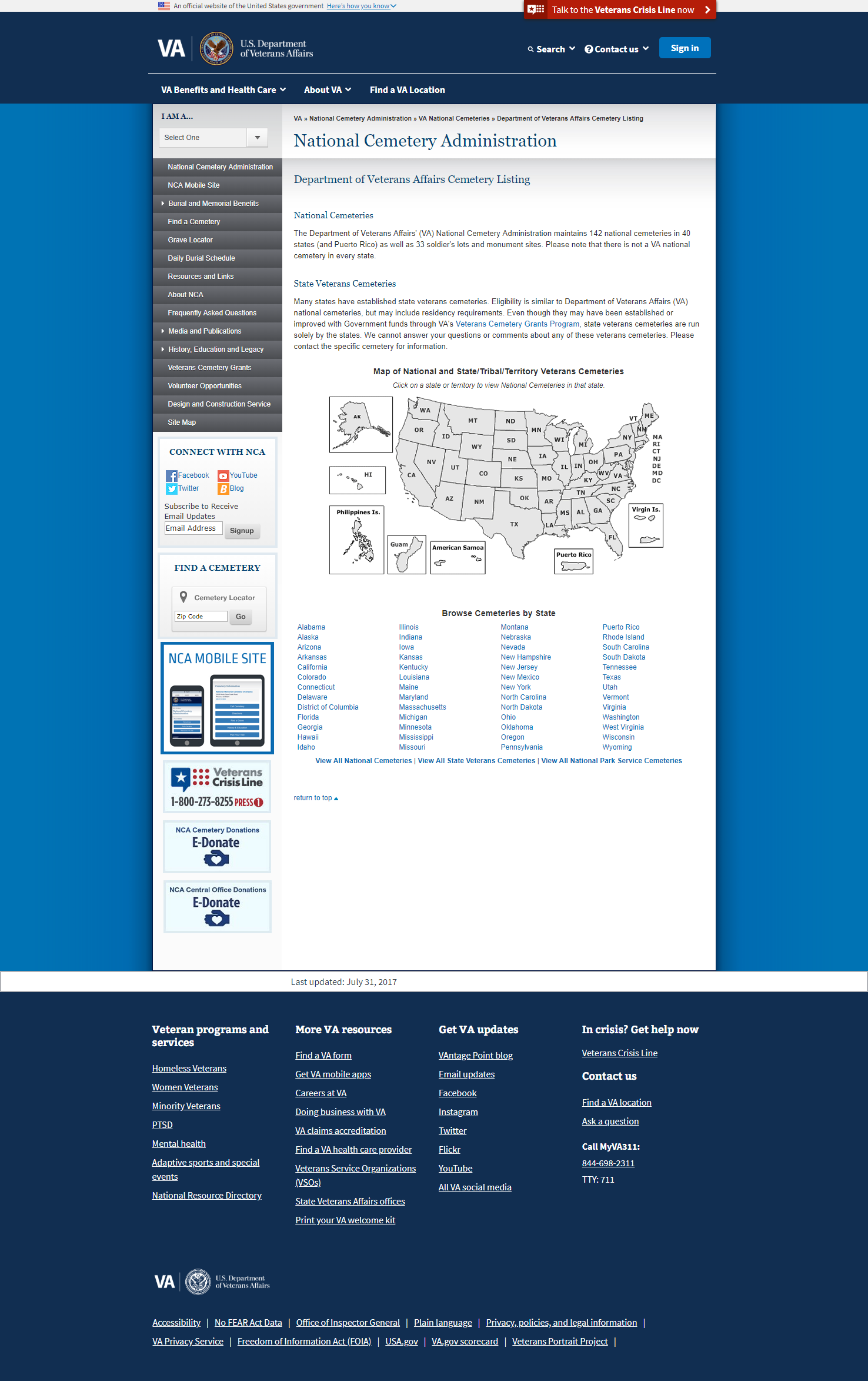 Webpage showing a map of the US with data points, and tables of related statistics.