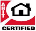 A hit certified logo with a house and a magnifying glass.
