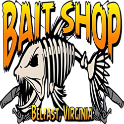 A logo for the bait shop in belfast virginia