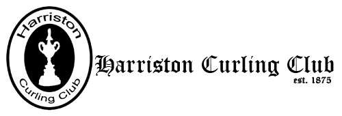 A black and white logo for the harrison curling club