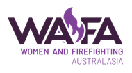WAFA logo: silhouette of letters W A F A with a purple flame
