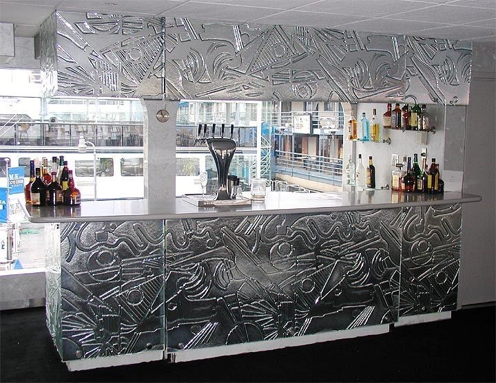 cast glass texture silvered bar