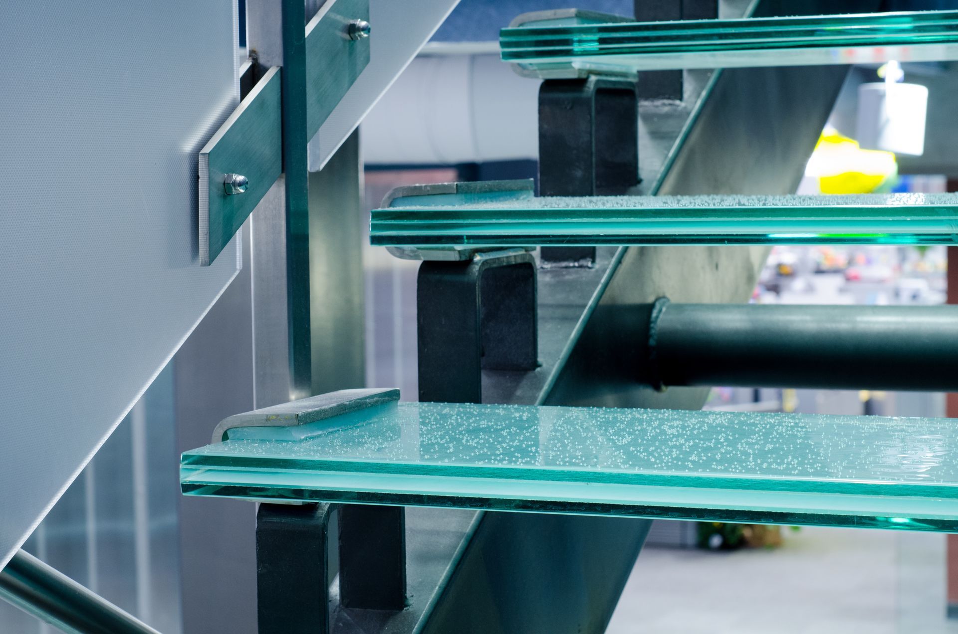 Glass steps of a modern staircase