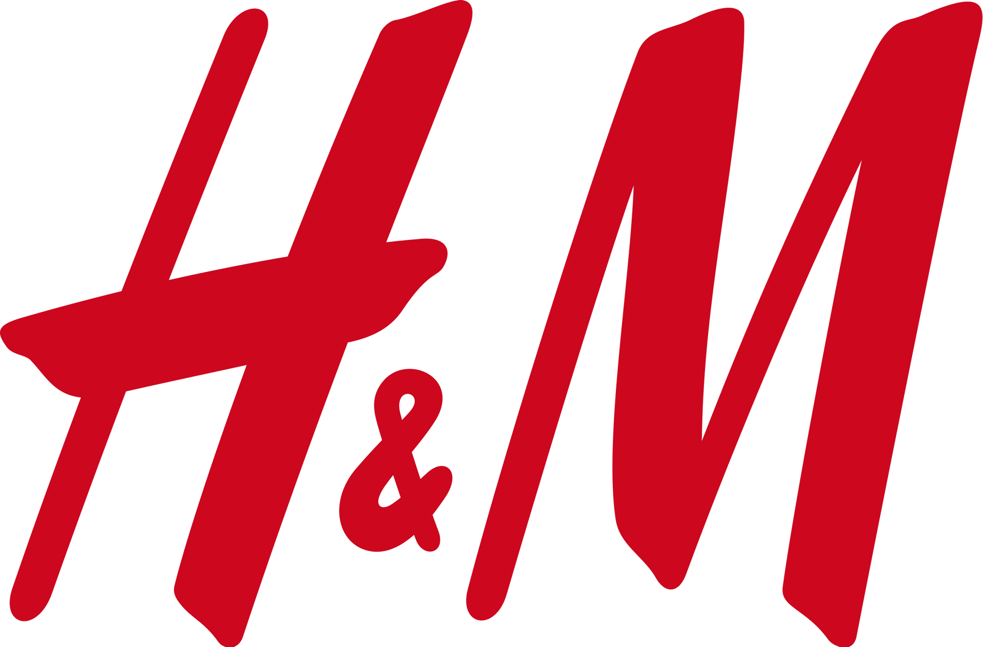 A red h & m logo on a white background