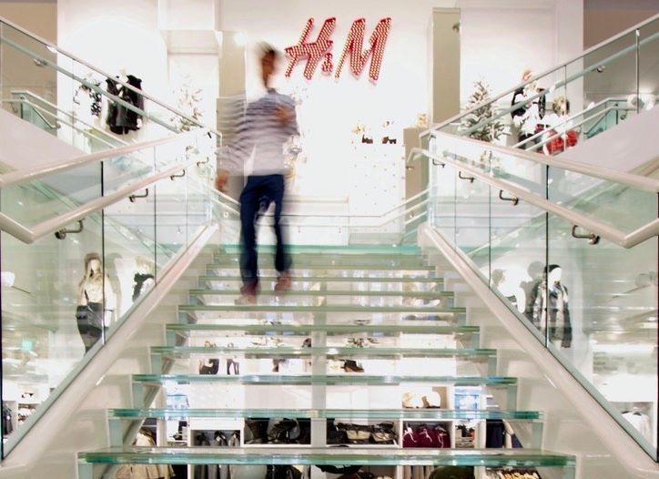 glass stairs at H&M