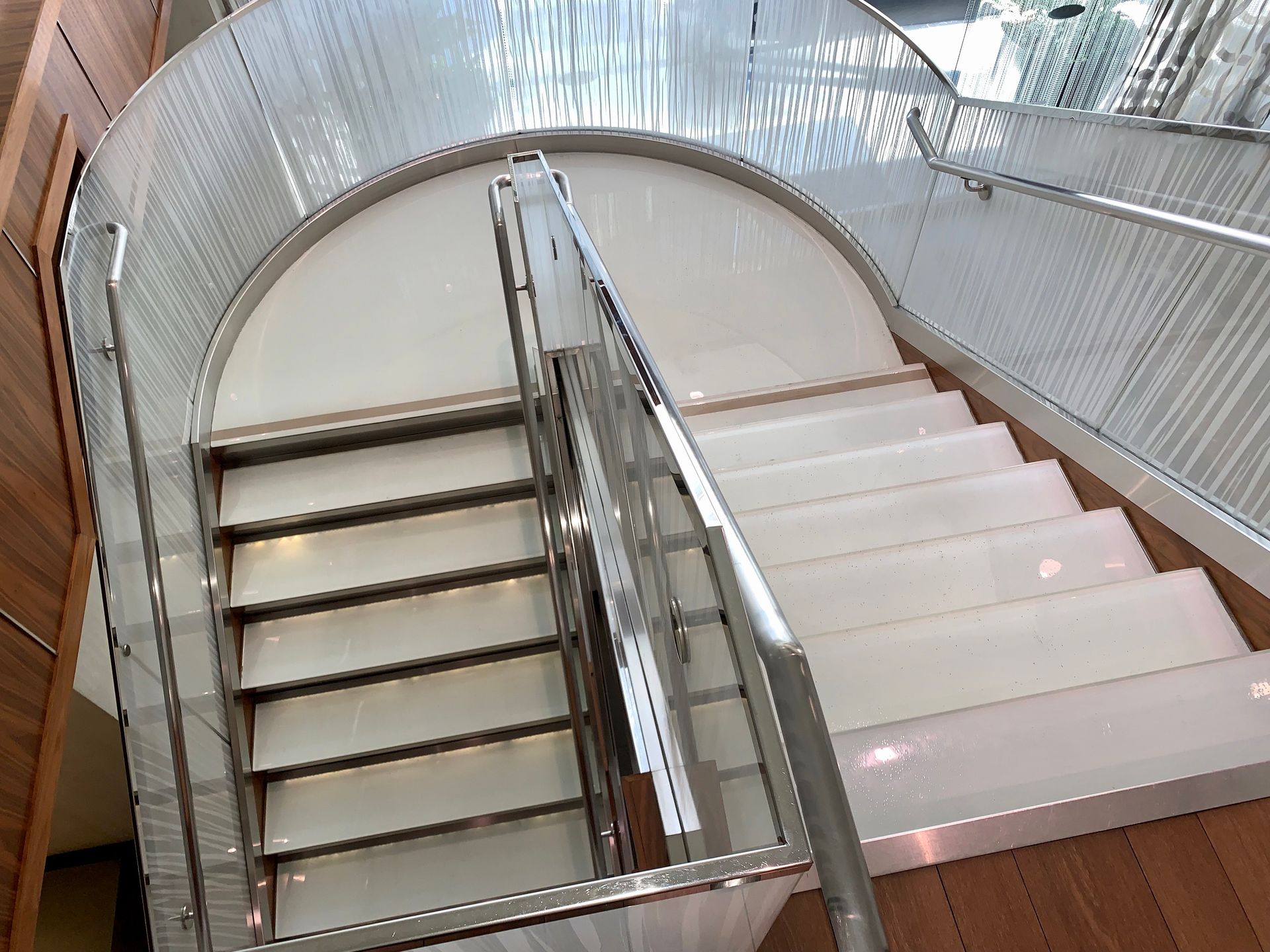 white glass stair treads