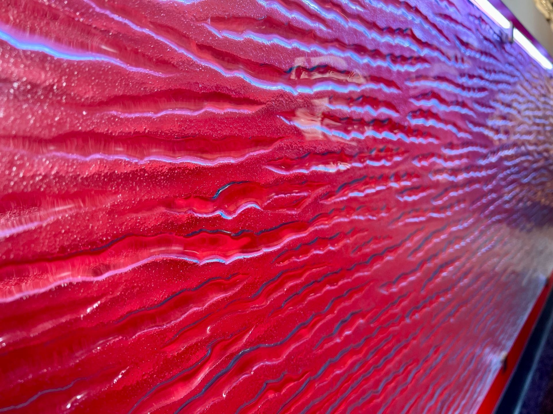 red cast glass panels