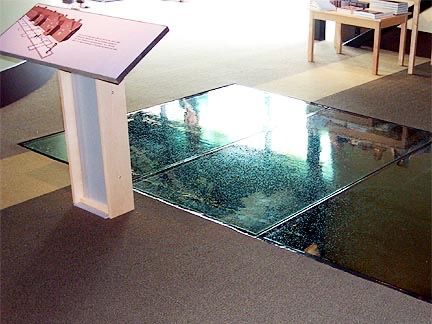 Glass flooring at historic Jamestown Statehouse.