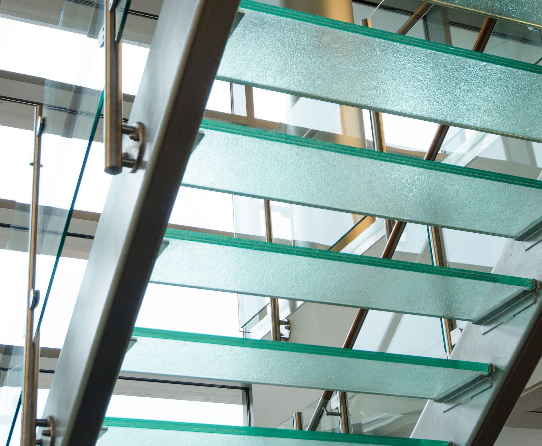 Glass stair treads with antislip glass.